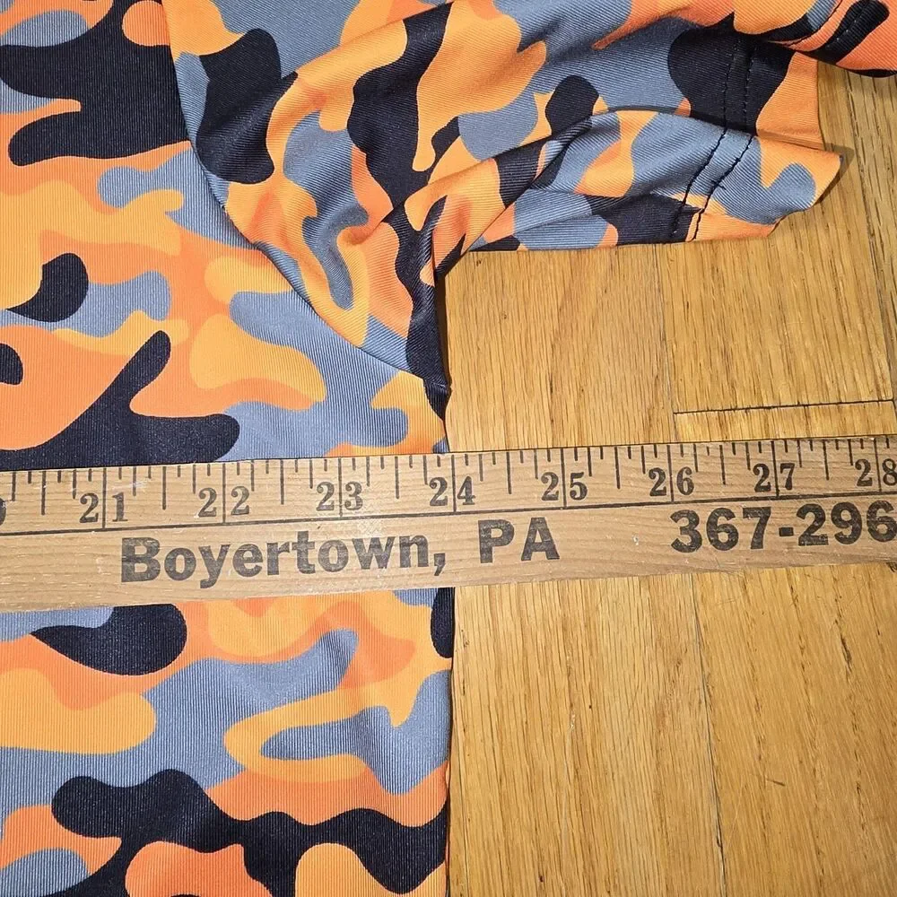 Tattoo Golf Camo Cool Collection Golf Shirt Mens L Orange Camo Stretch Skull